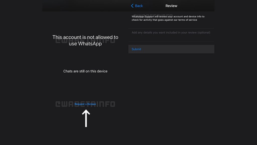 WhatsApp yasaklı hesap itiraz özelliği