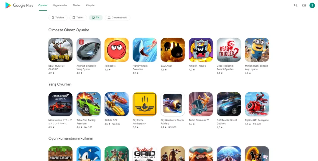 Google Play Store Web Yeni Oyunlar TV Tasarımı