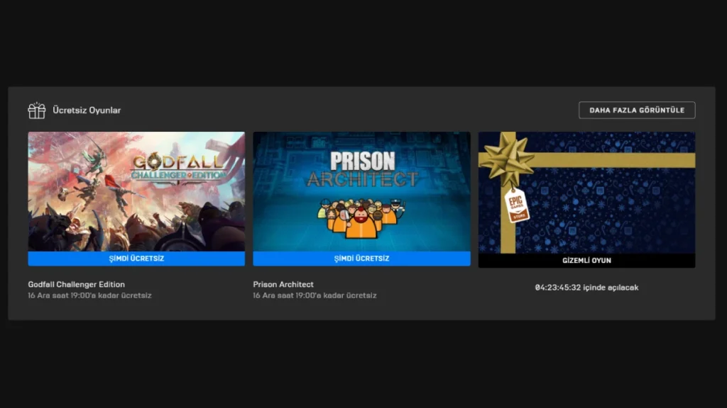 Epic Games Store Ücretsiz Oyunlar Ekran Görüntüsü